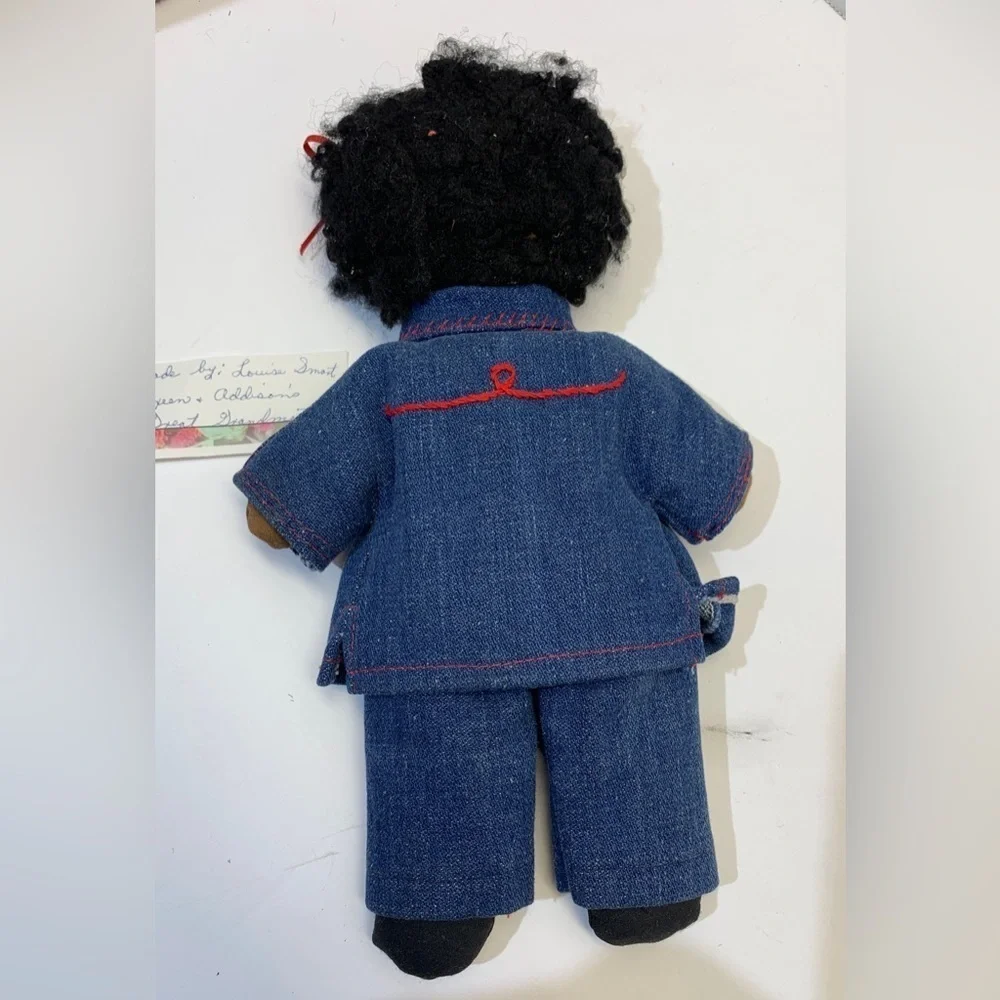 Vintage HANDMADE 11” Black African American Cloth Rag Doll Folk Art Provenance